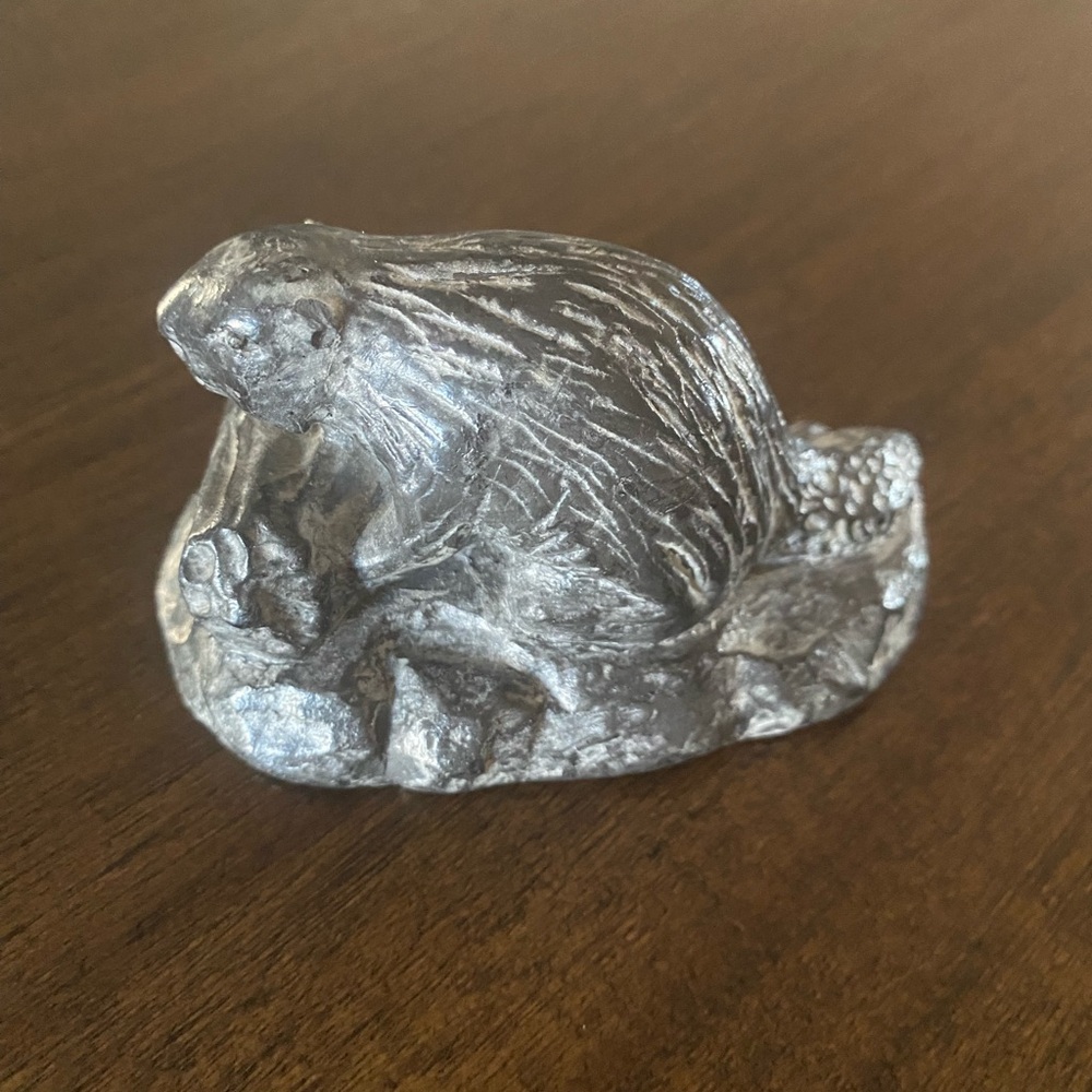 WOLF Vintage Black Handcrafted Sculpture beaver